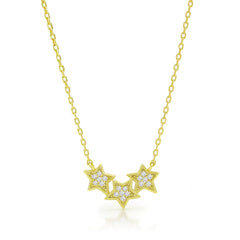 925 Sterling Silver Gold Plated Curved Bar Minimalist Star Necklace