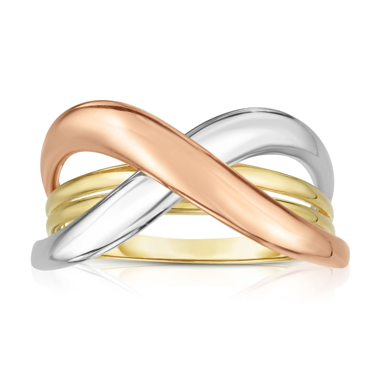 14k Tri-Color Gold Bypass Statement Ring