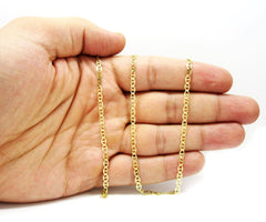 10K Yellow Gold 3mm Flat Mariner Anchor Link Chain