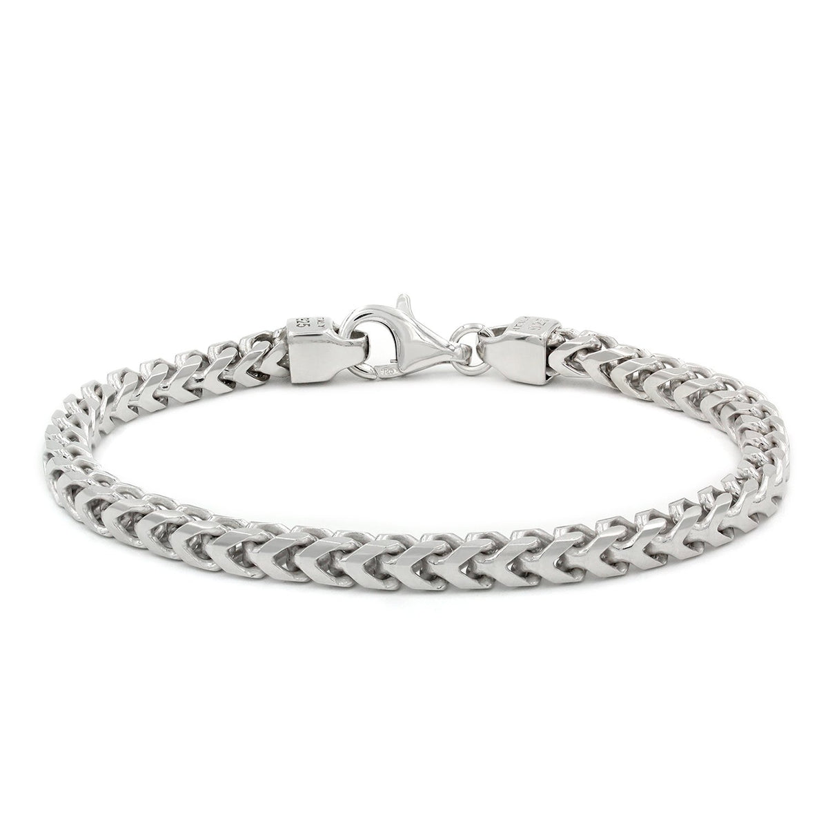 925 Sterling Silver 5mm Solid Franco Rhodium Bracelet