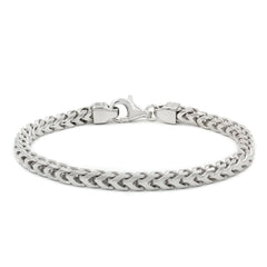 925 Sterling Silver 5mm Solid Franco Rhodium Bracelet