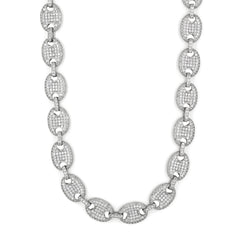 925 Sterling Silver Micro Pave 10mm Iced Out Puff Mariner Chain