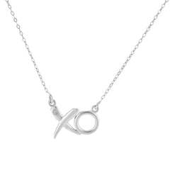 925 Sterling Silver Diamond Accent "XO" Pendant Necklace