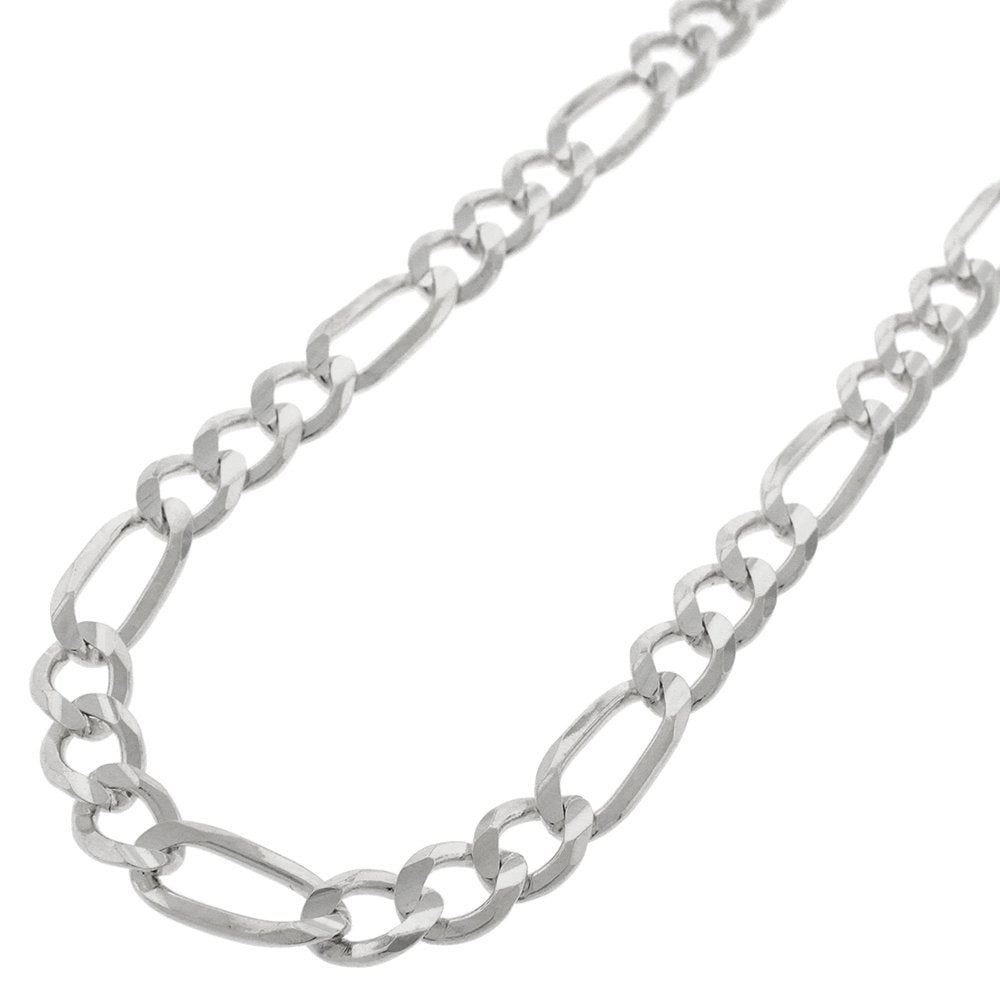 14K White Gold 6mm Solid Figaro Link Chain