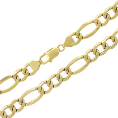14K Yellow Gold 9mm Hollow Figaro Link Chain