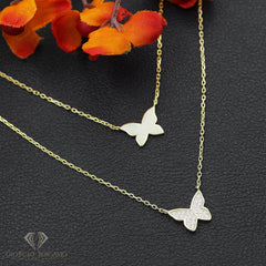 925 Sterling Silver Layered Butterfly Minimalist Necklace