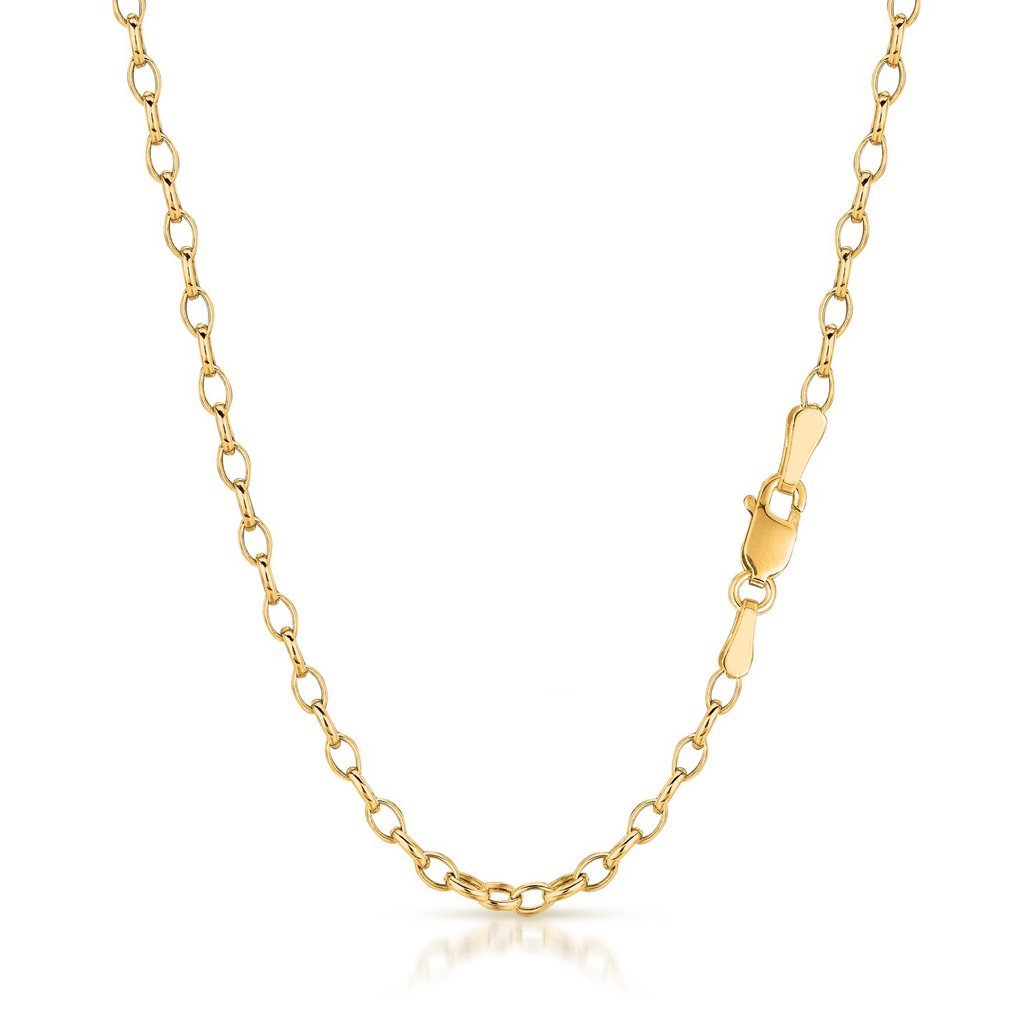 14K Yellow Gold 3mm Oval Rolo Chain