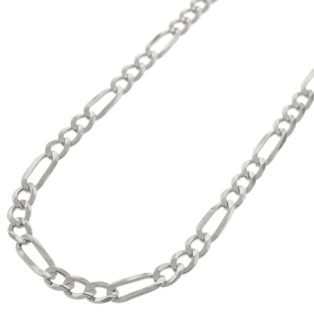 14K White Gold 4mm Solid Figaro Link Chain