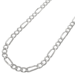 14K White Gold 4mm Solid Figaro Link Chain