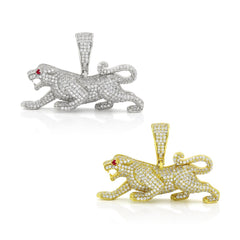925 Sterling Silver Micro Pave 3D Panther Pendant Only