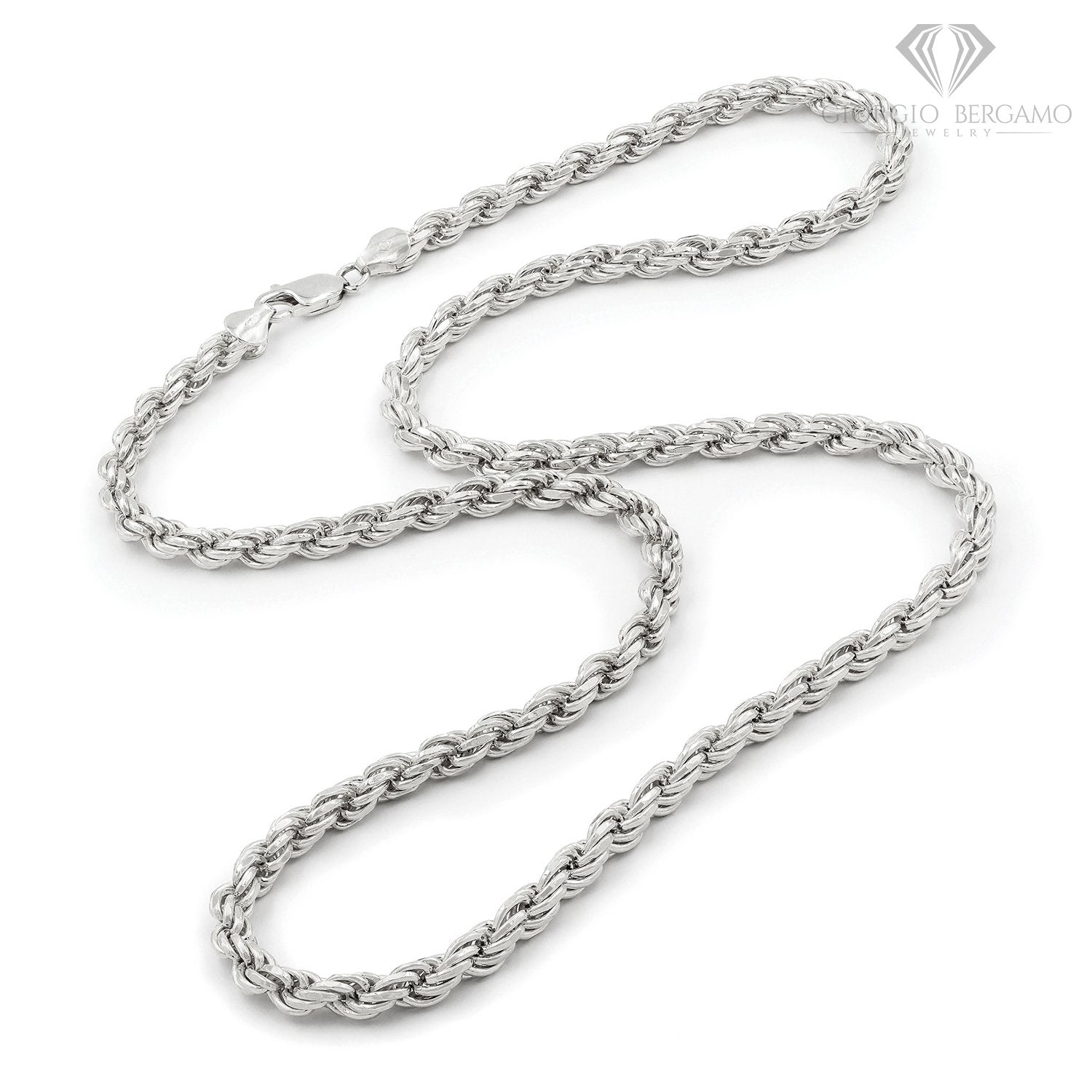 925 Sterling Silver Solid Rope 5.5mm Diamond Cut ITProLux Chain