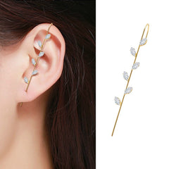 Gold Plated Marquee Studded Ear Cuff Bar Earring