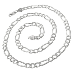 14K White Gold 6mm Solid Figaro Link Chain