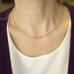 14K Yellow Gold 3mm Oval Rolo Chain