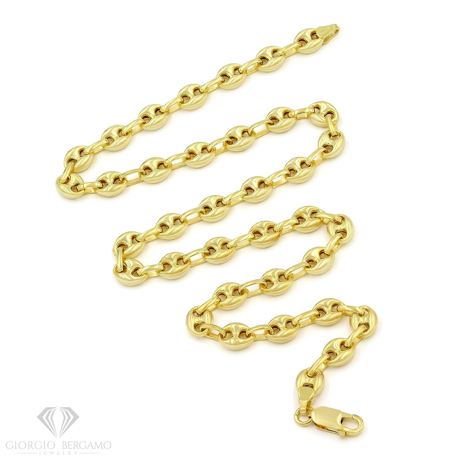 14K Yellow Gold 7mm Hollow Puffed Mariner Chain