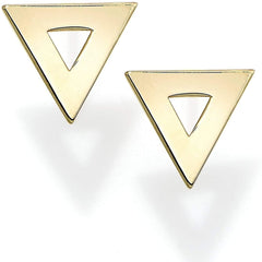 14K Yellow Gold Polished Delta Triangle Stud Earring