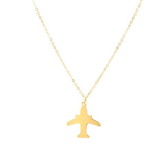 14K Yellow Gold Airplane Pendant Necklace