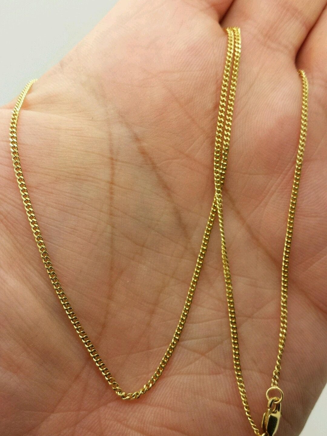 10K Yellow Gold 1mm Solid Miami Cuban Gourmette Curb Link Chain