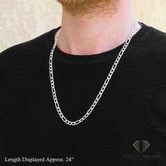 925 Sterling Silver Solid Figaro 6mm ITProLux Link Chain