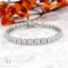 925 Sterling Silver Graduated Micro Pave Ladies Bracelet