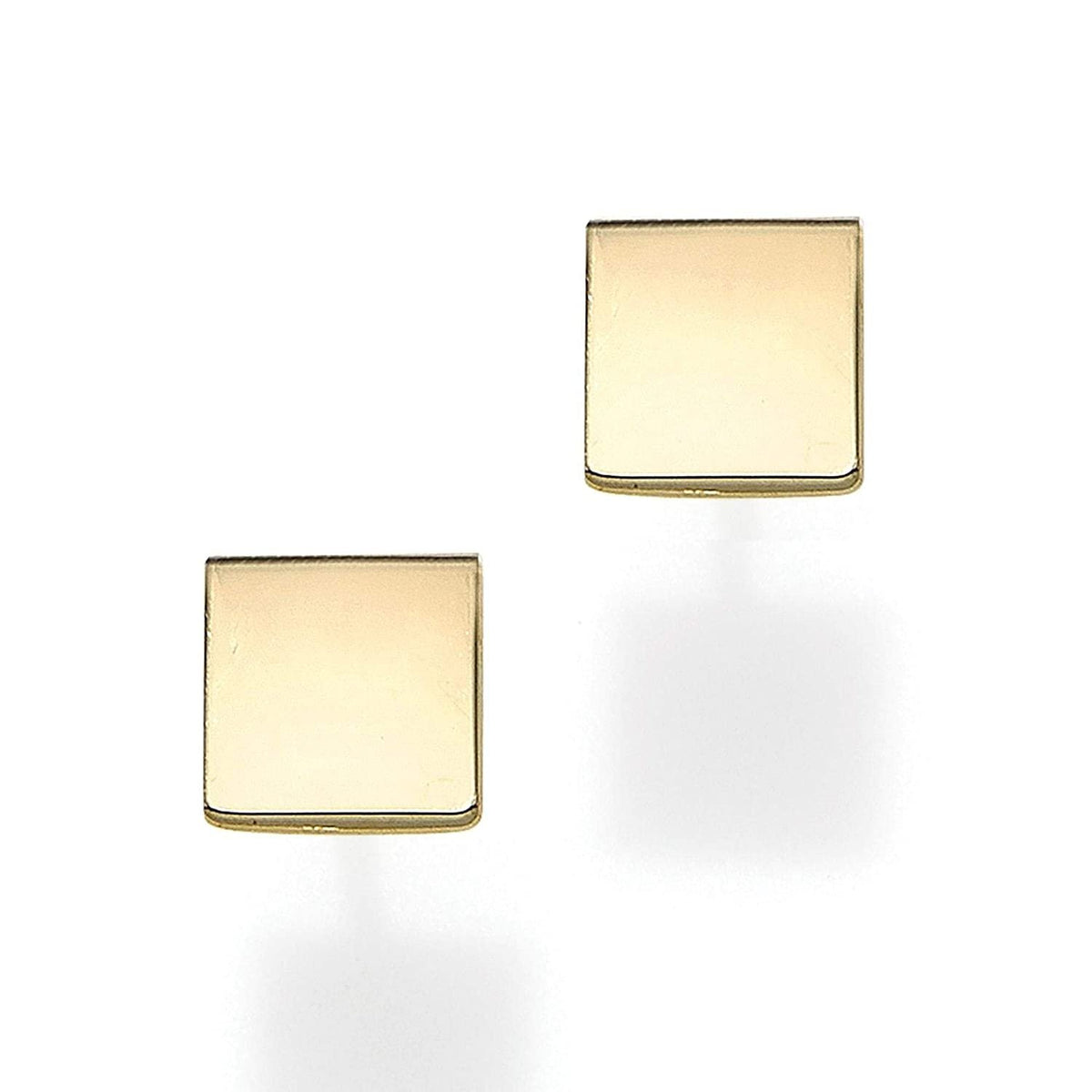 14K Yellow Gold Polished Square Stud Earring