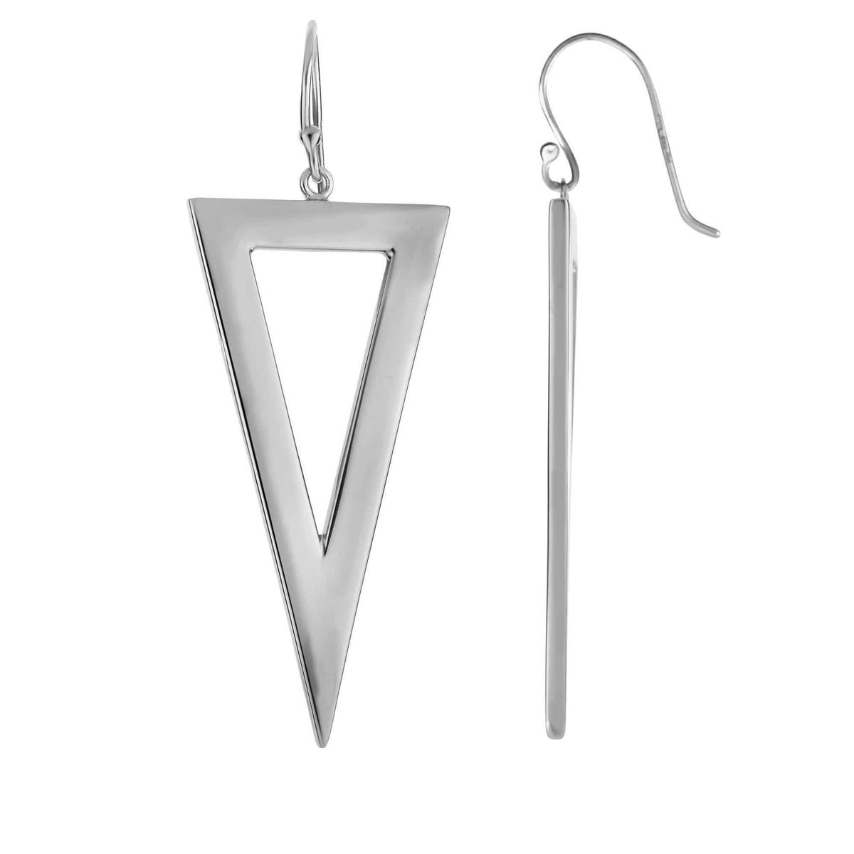 925 Sterling Silver Polished Open Triangle Drop Earrings