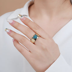 Gold Plated Micro Pave Heart Adjustable Ring