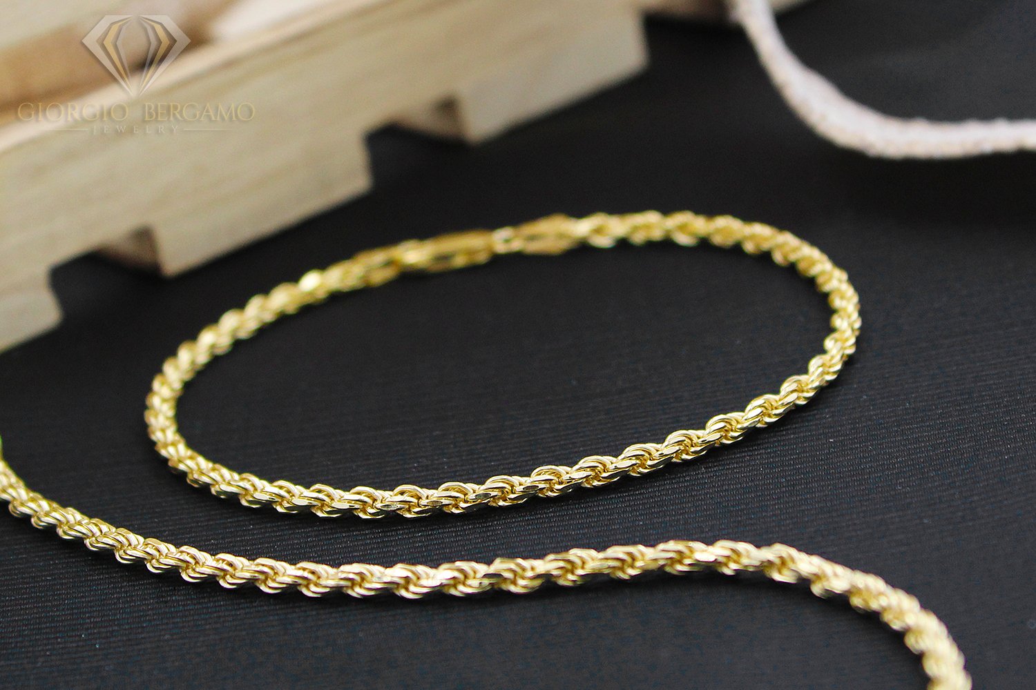 925 Sterling Silver 3mm Solid Rope Diamond Cut Gold Plated Bracelet