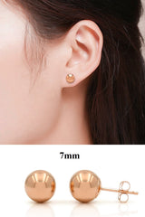 14K Rose Gold 3mm - 10mm Polished Round Ball Stud Earrings + Combo Packs
