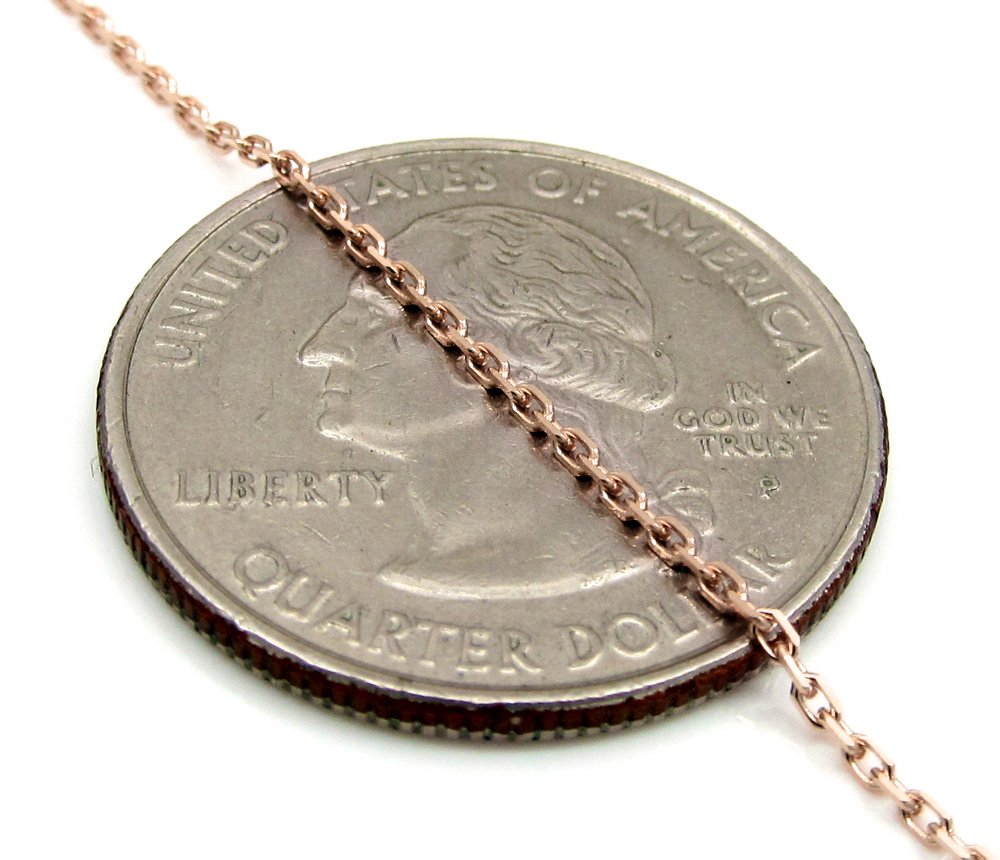 14K Rose Gold 1mm Cable Diamond Cut Chain