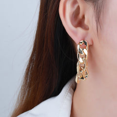 Gold Plated Chunky Figaro Link Dangle Drop Earring