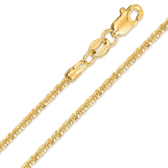 14K Yellow Gold 1mm Sparkle Pendant Chain