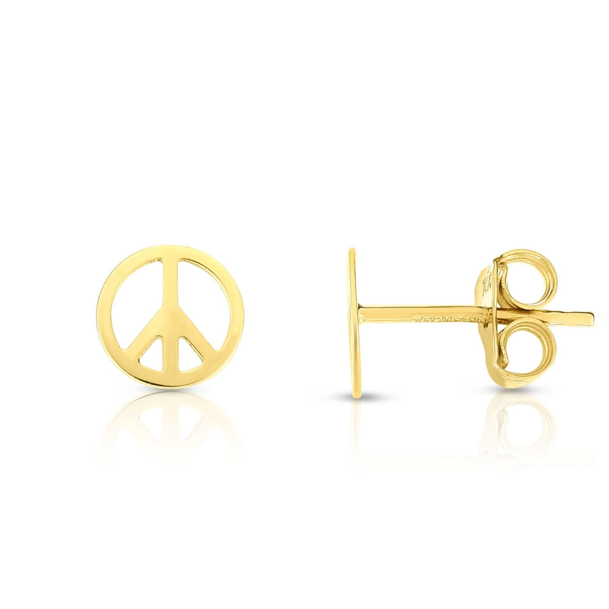 14kt Gold Polished Peace Sign Stud Earring