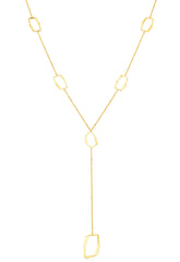 14K Yellow Gold Fancy Honeycomb Lariat Chain Y Necklace