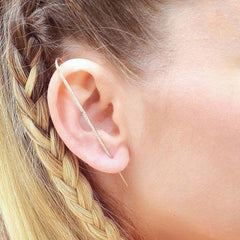 Gold Plated Ear Cuff Bar Cubic Zirconia Micro Pave Earring