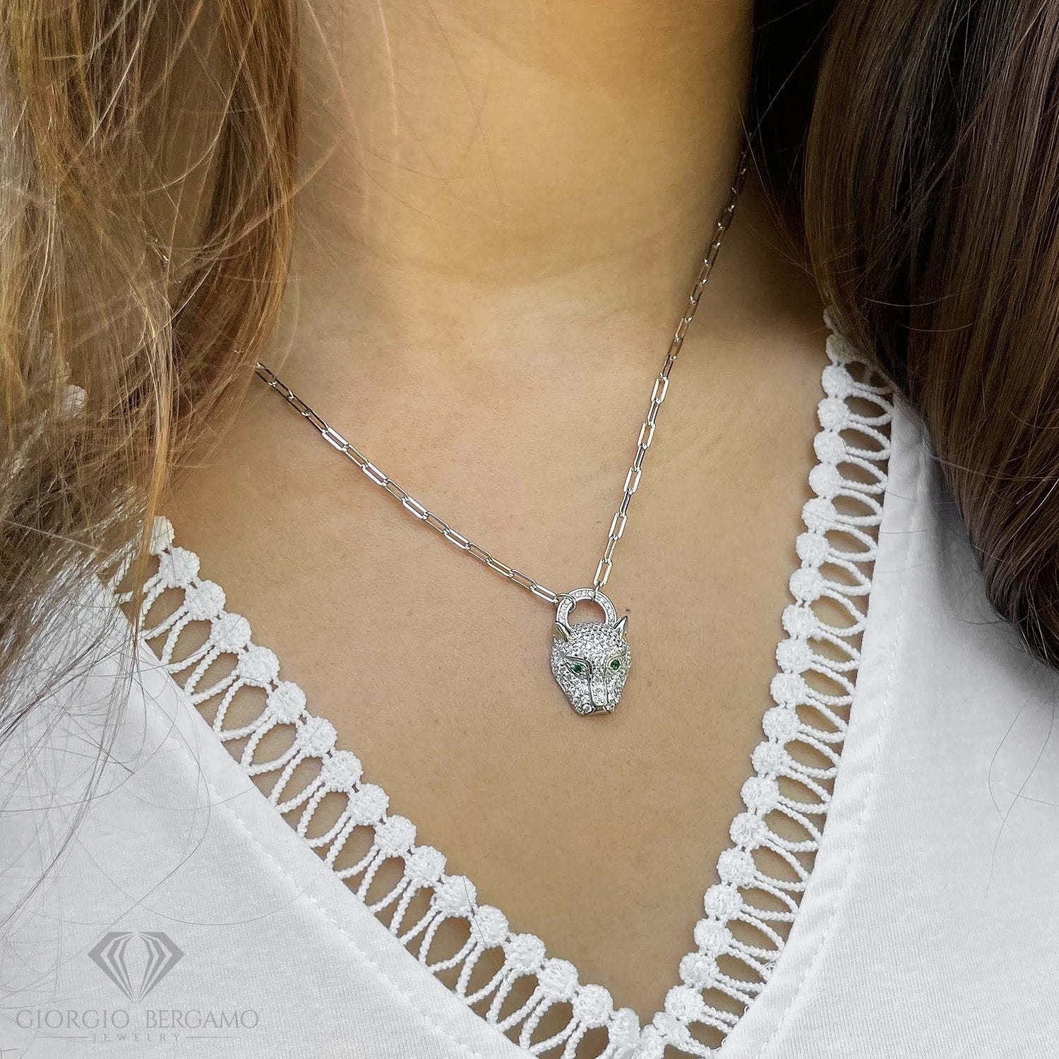 Gold Panther Cuban Link Chain Diamond Necklace | ECOMARK Diamonds