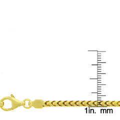925 Sterling Silver 3mm Solid Franco Gold Plated Chain