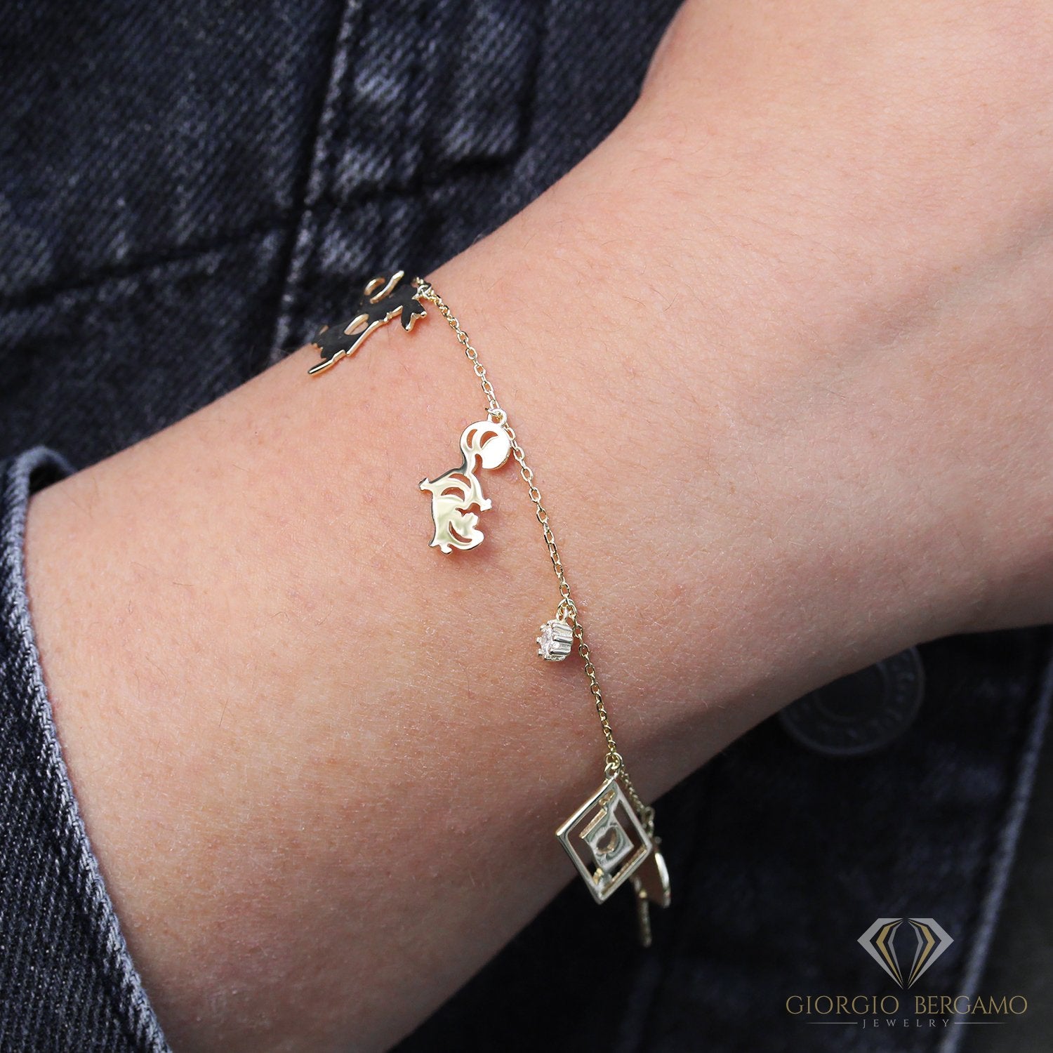 925 Sterling Silver Gold Plated Enchanted Charm Bracelet