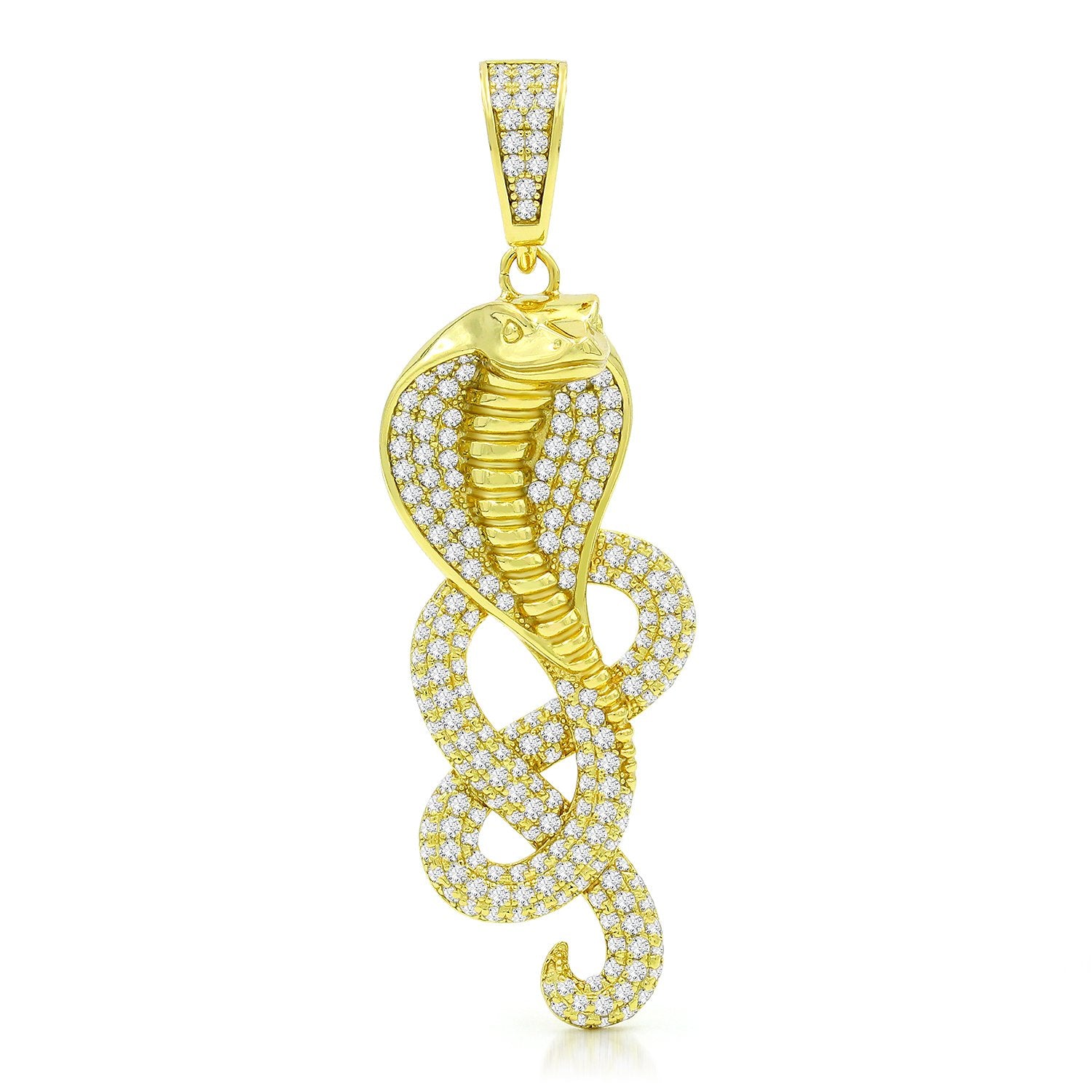 925 Sterling Silver Micro Pave King Cobra Snake Pendant Only