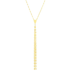 14K Yellow Gold Fancy Lariat Mirror Chain Y Necklace