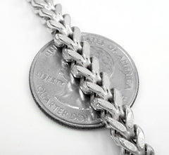 925 Sterling Silver 5mm Hollow Franco Rhodium Plated Chain