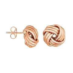 14K Gold Round Love knot Stud Earring