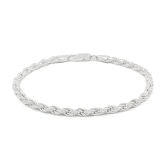 925 Sterling Silver Solid Rope 4mm Diamond Cut ITProLux Bracelet