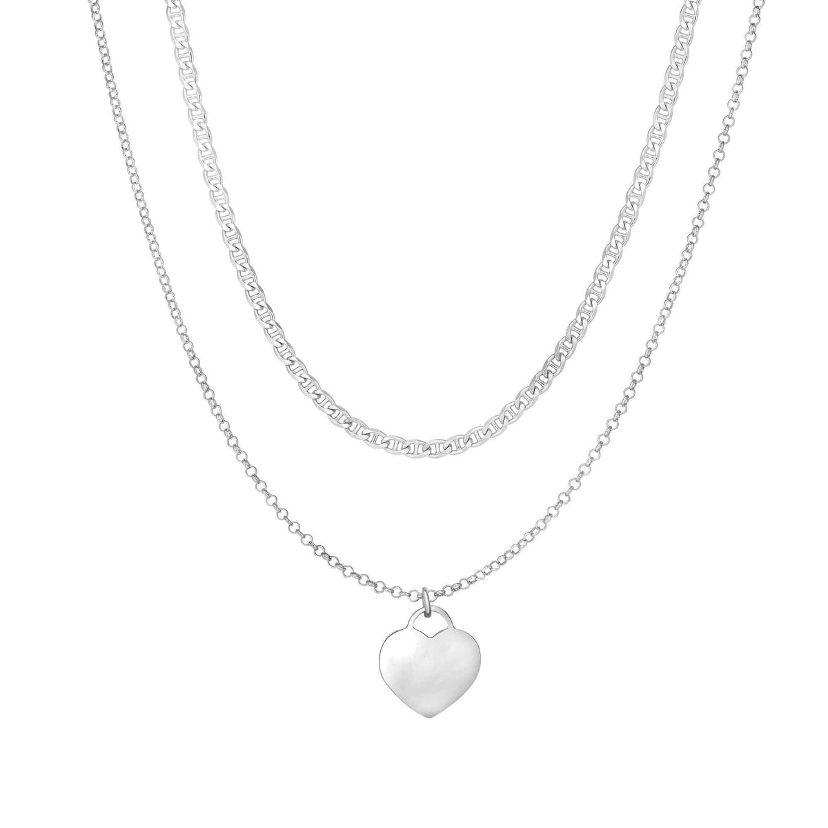 925 Sterling Silver Layered Heart Choker Necklace