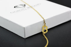 Stainless Steel Gold Plated Minimalist, Dainty Sideways A - Z Initial Letter Pendant Necklace