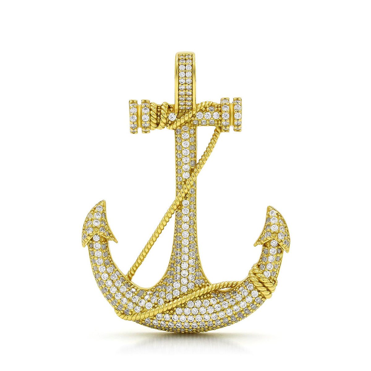 925 Sterling Silver Micro Pave Nautical Anchor Pendant Only
