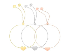14K Gold Polished Heart Adjustable Pull Bolo Bracelet