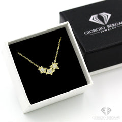 925 Sterling Silver Gold Plated Curved Bar Minimalist Star Necklace
