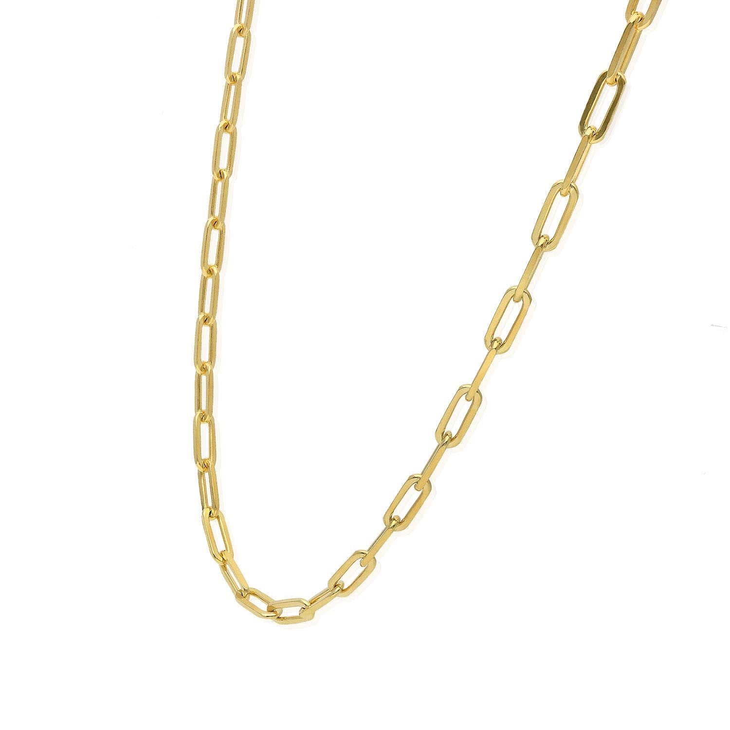 14K Yellow Gold Paper Clip 4mm Link Chain