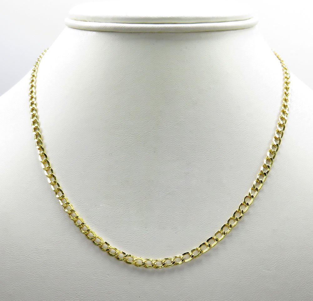 14K Yellow Gold 3.5mm Hollow Cuban Curb Link Chain